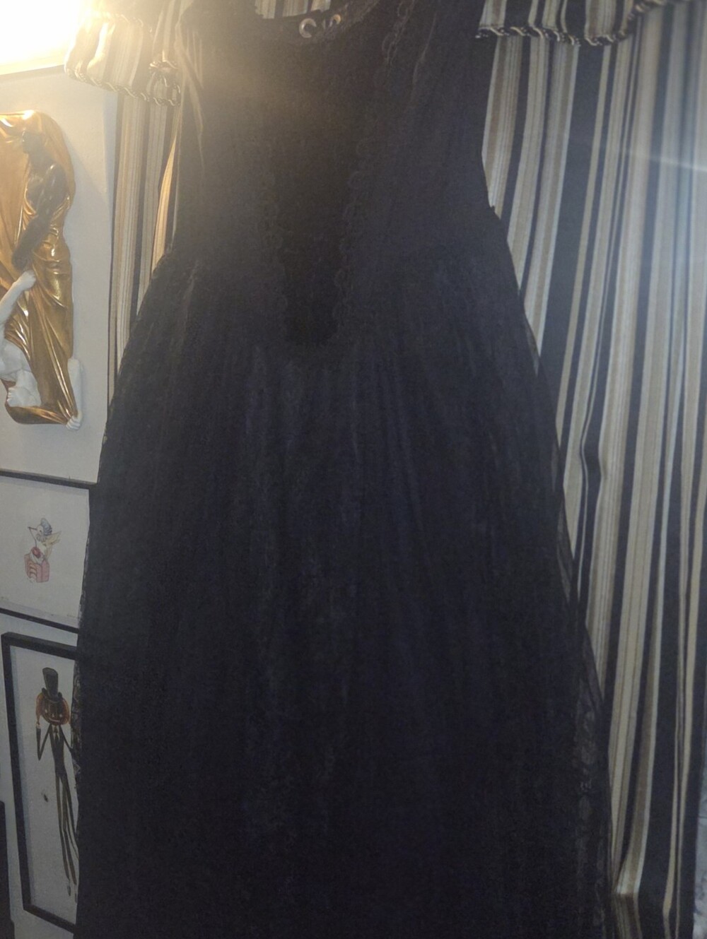 Vintage 90s Goth Tripp NyC Maxi Corset Dress Black Lace, Velvet, Princess Vamp - Picture 14 of 14